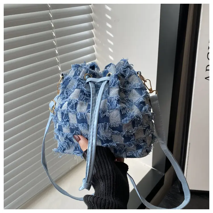 Blue Star Print Bucket Tote Bag for Women — feature 27