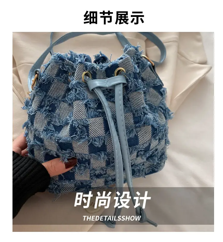 Blue Star Print Bucket Tote Bag for Women — feature 3