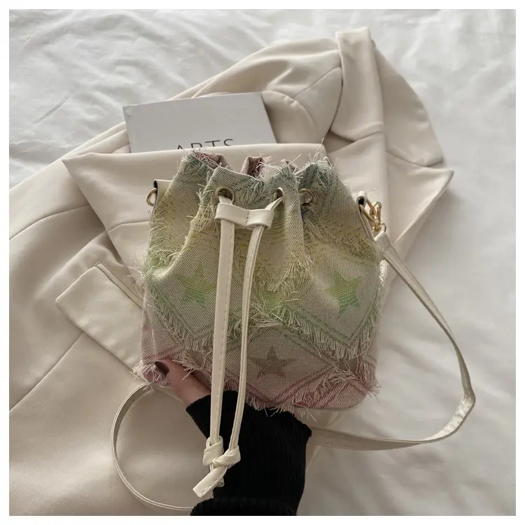 Blue Star Print Bucket Tote Bag for Women — feature 31