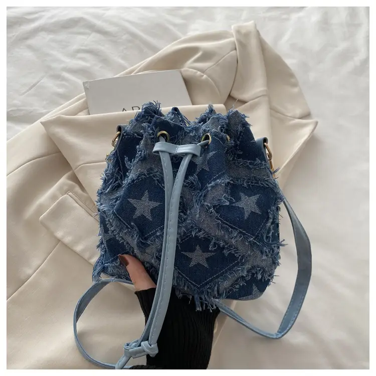 Blue Star Print Bucket Tote Bag for Women — feature 33