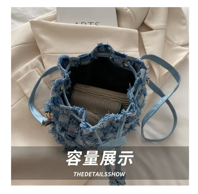 Blue Star Print Bucket Tote Bag for Women — feature 7