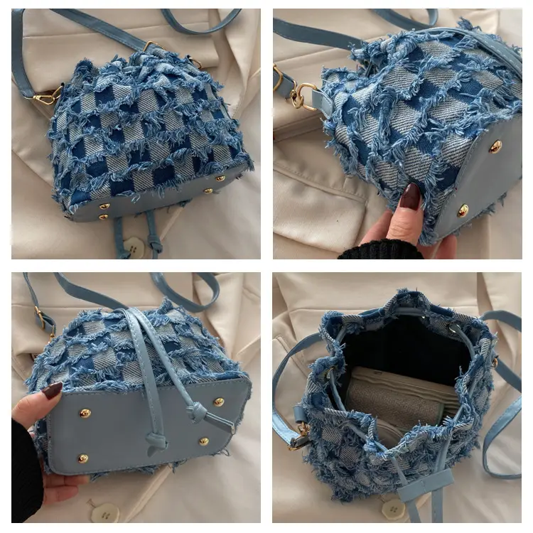 Blue Star Print Bucket Tote Bag for Women — feature 8