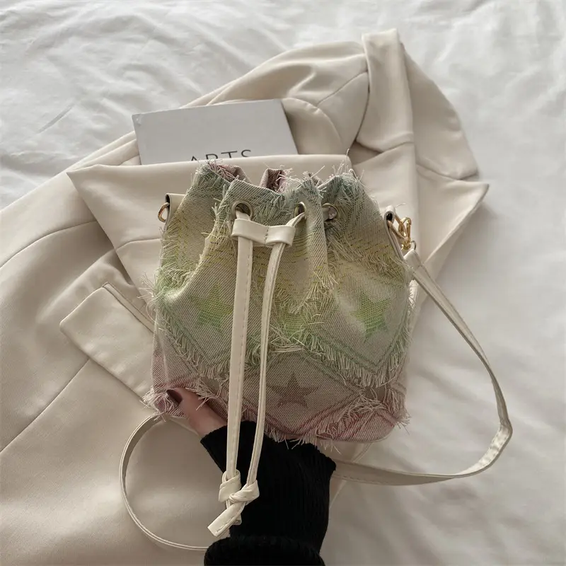 Blue Star Print Bucket Tote Bag for Women - Image 3