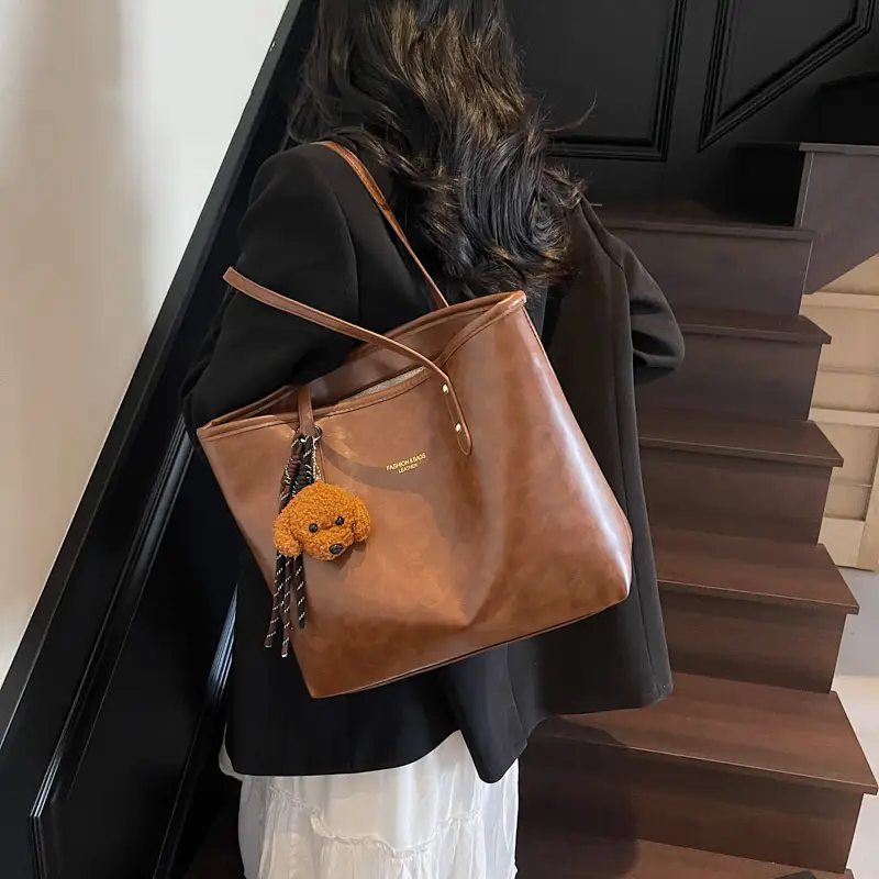 Vintage Brown Leather Tote Bag for Women 2025 - Image 6