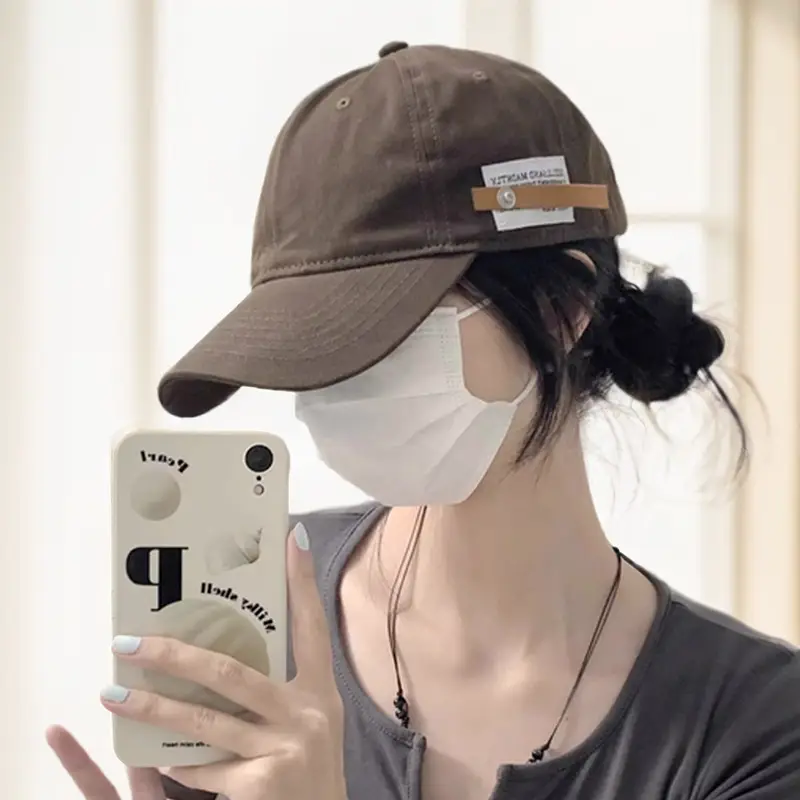 Women Men White Leather Baseball Cap with Lettering - Image 7