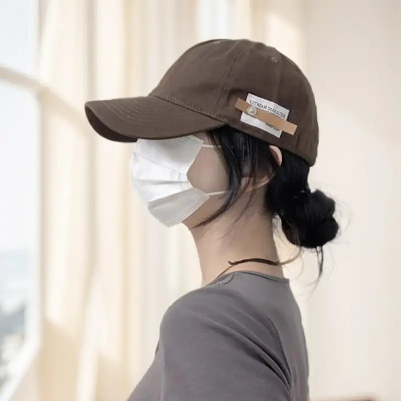 Women Men White Leather Baseball Cap with Lettering - Image 8