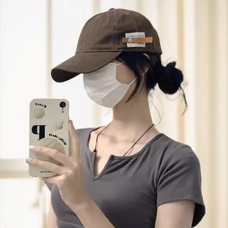 Women Men White Leather Baseball Cap with Lettering - Image 9