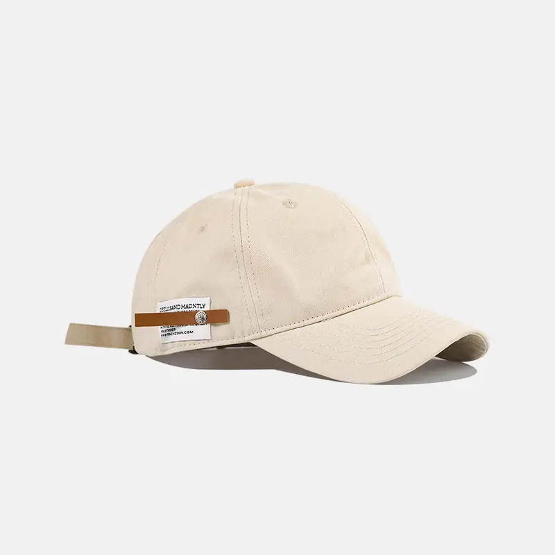 Women Men White Leather Baseball Cap with Lettering — feature 16