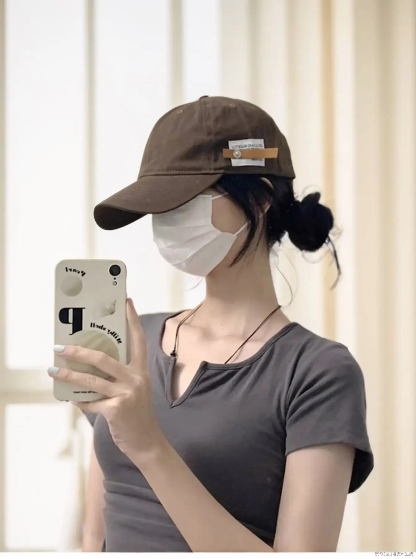 Women Men White Leather Baseball Cap with Lettering — feature 5