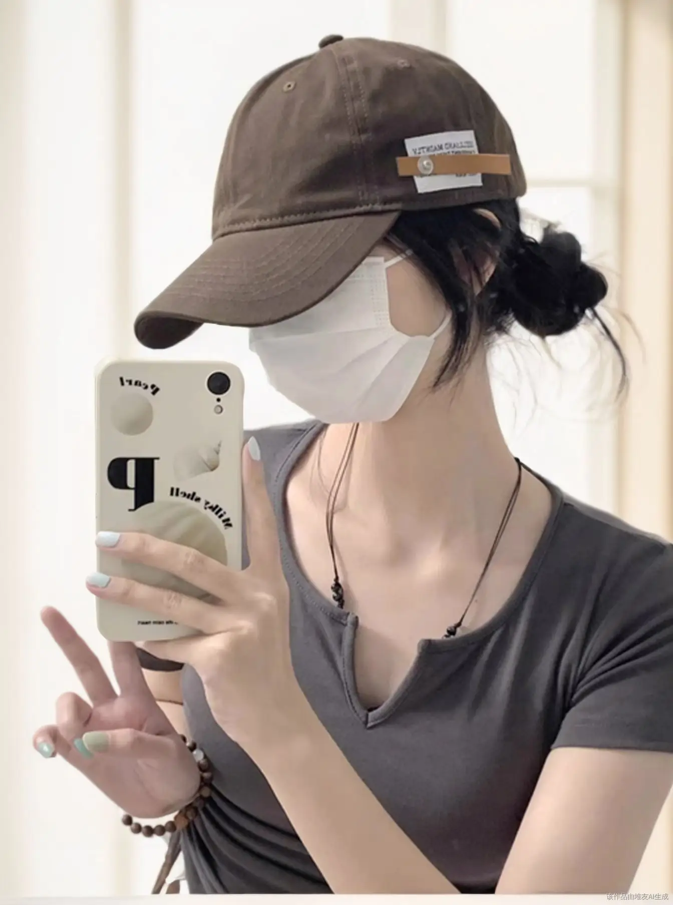 Women Men White Leather Baseball Cap with Lettering — feature 7