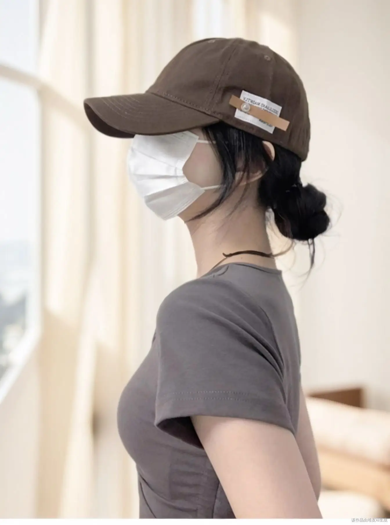 Women Men White Leather Baseball Cap with Lettering — feature 8