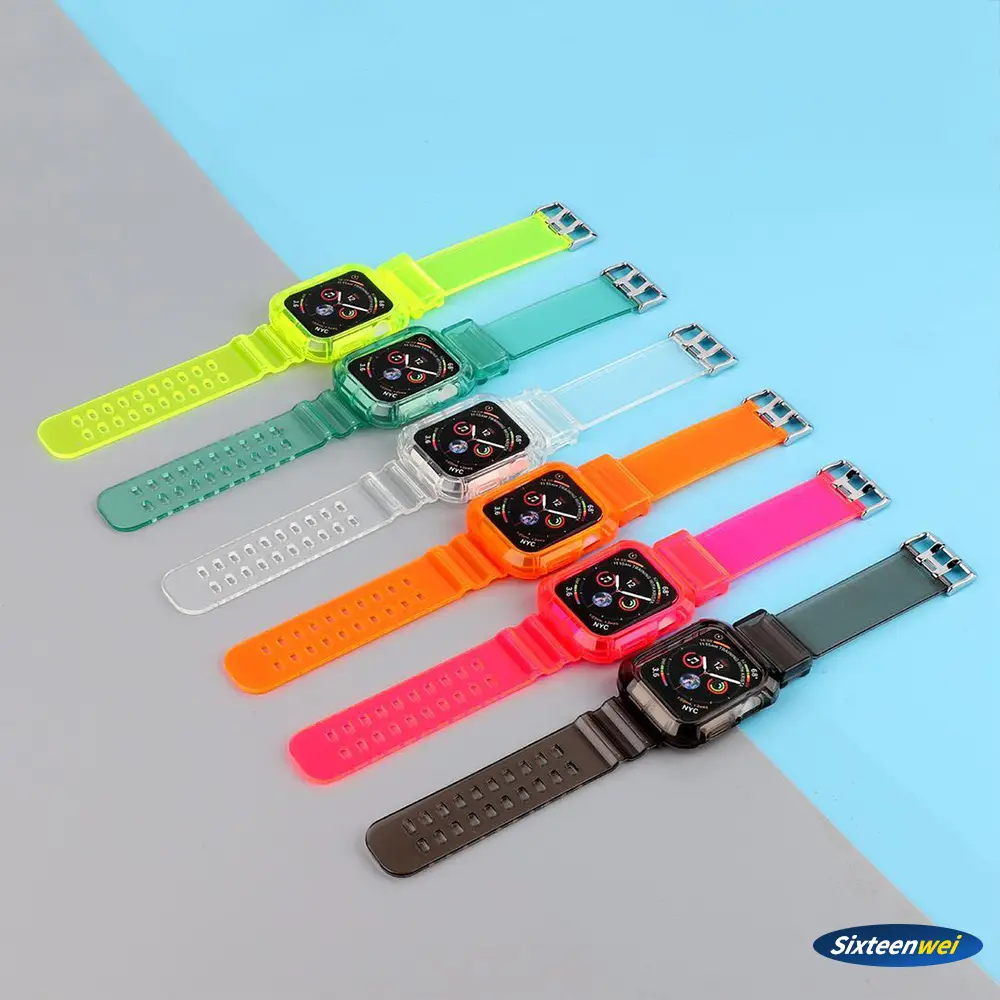 New Model Suitable for Apple Watch 10 Strap S11 Apple Glacier Transparent Strap 46mm Integrated Case Anti-Drop