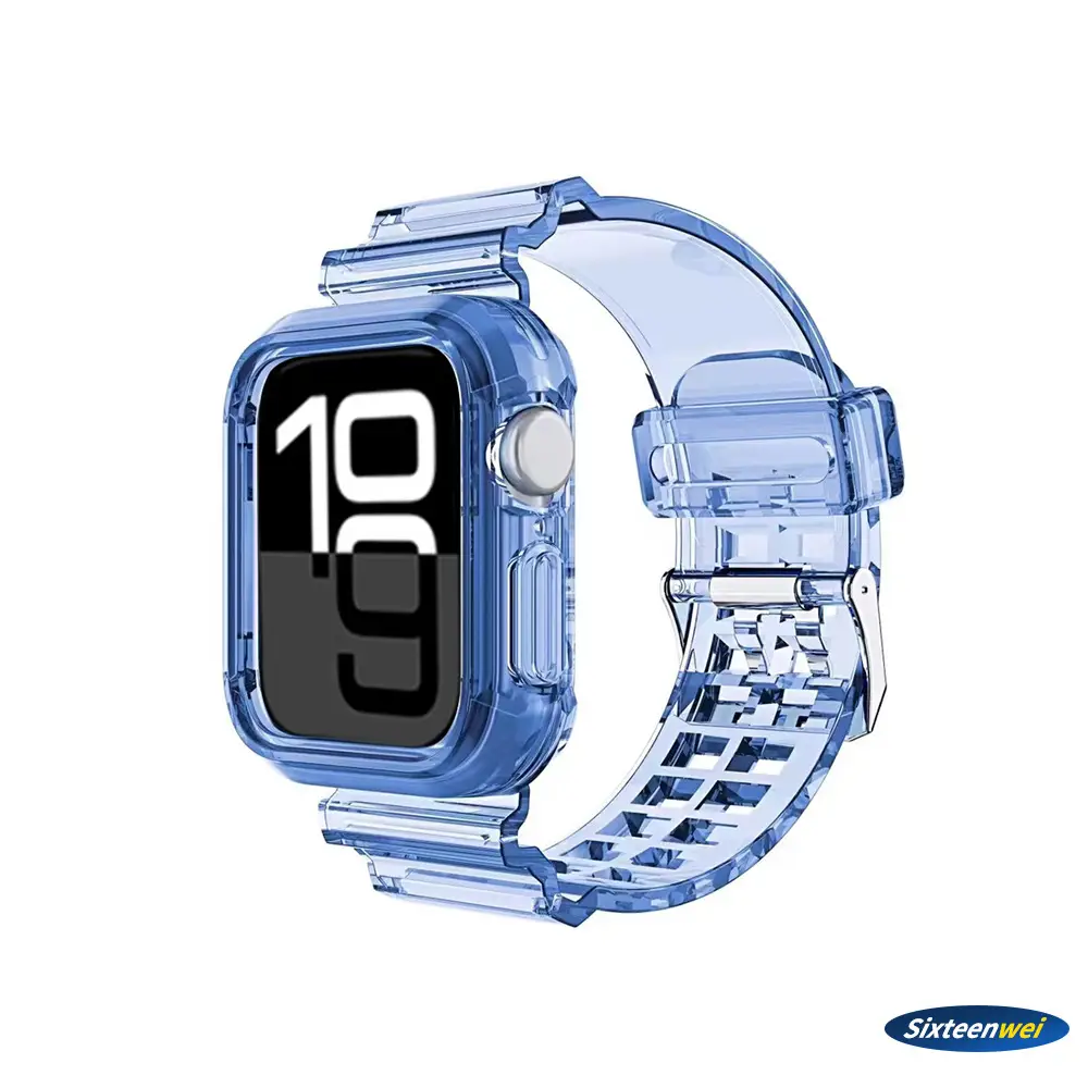 New Model Suitable for Apple Watch 10 Strap S11 Apple Glacier Transparent Strap 46mm Integrated Case Anti-Drop