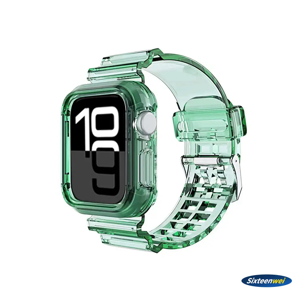 New Model Suitable for Apple Watch 10 Strap S11 Apple Glacier Transparent Strap 46mm Integrated Case Anti-Drop