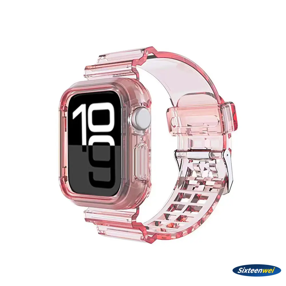 New Model Suitable for Apple Watch 10 Strap S11 Apple Glacier Transparent Strap 46mm Integrated Case Anti-Drop