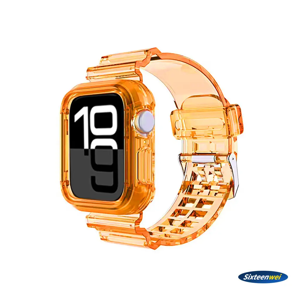 New Model Suitable for Apple Watch 10 Strap S11 Apple Glacier Transparent Strap 46mm Integrated Case Anti-Drop