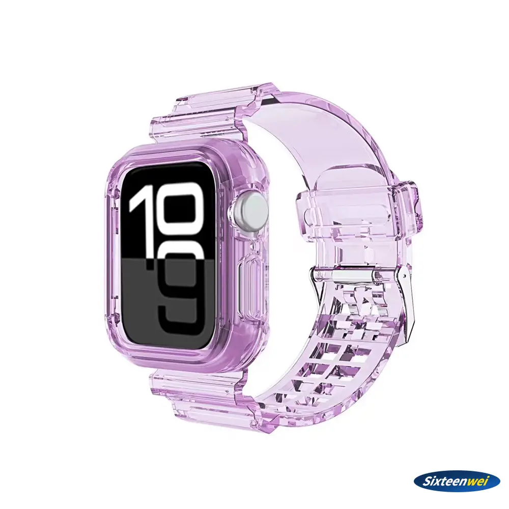 New Model Suitable for Apple Watch 10 Strap S11 Apple Glacier Transparent Strap 46mm Integrated Case Anti-Drop