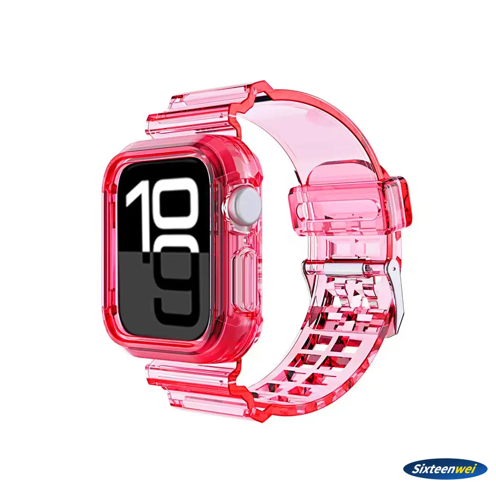 New Model Suitable for Apple Watch 10 Strap S11 Apple Glacier Transparent Strap 46mm Integrated Case Anti-Drop