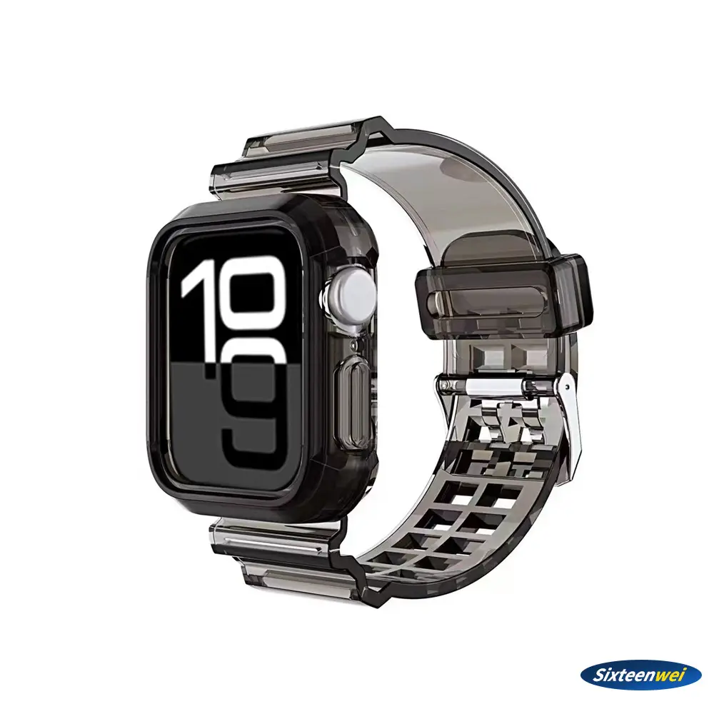 New Model Suitable for Apple Watch 10 Strap S11 Apple Glacier Transparent Strap 46mm Integrated Case Anti-Drop