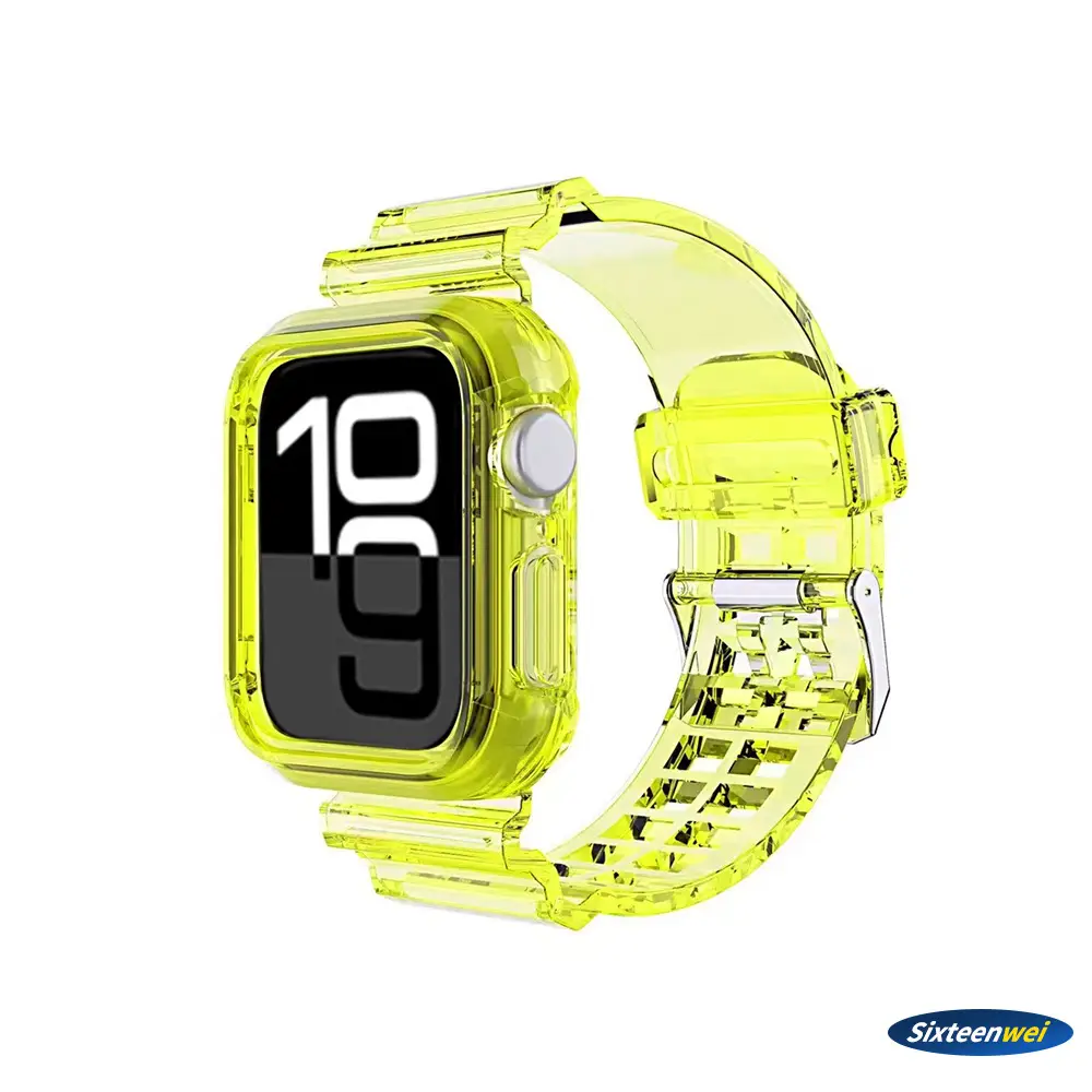 New Model Suitable for Apple Watch 10 Strap S11 Apple Glacier Transparent Strap 46mm Integrated Case Anti-Drop