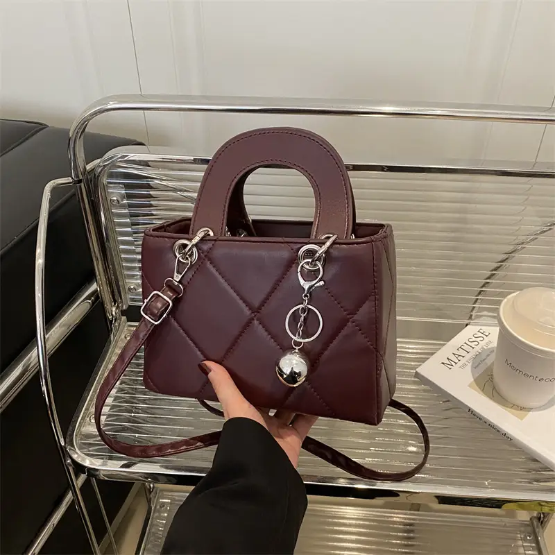 White Rhombic Embroidery Shoulder Bag for Women - Image 8