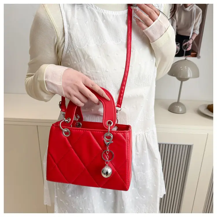 White Rhombic Embroidery Shoulder Bag for Women — feature 12