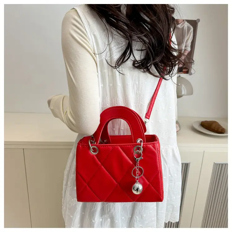 White Rhombic Embroidery Shoulder Bag for Women — feature 13
