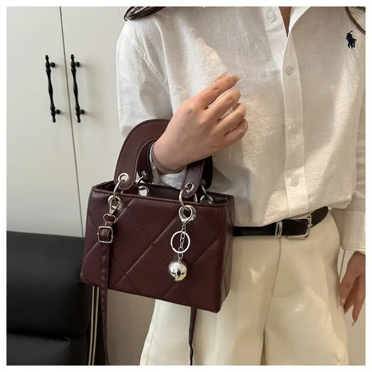 White Rhombic Embroidery Shoulder Bag for Women — feature 15