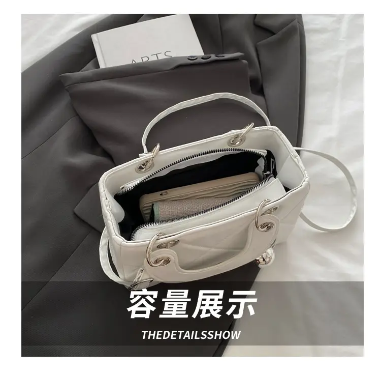 White Rhombic Embroidery Shoulder Bag for Women — feature 7