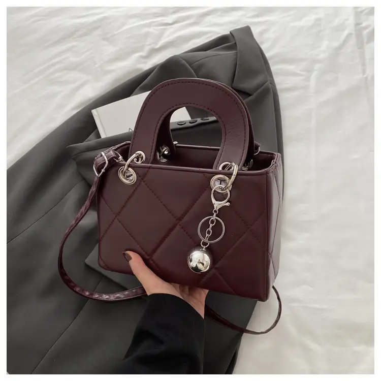White Rhombic Embroidery Shoulder Bag for Women - Image 2