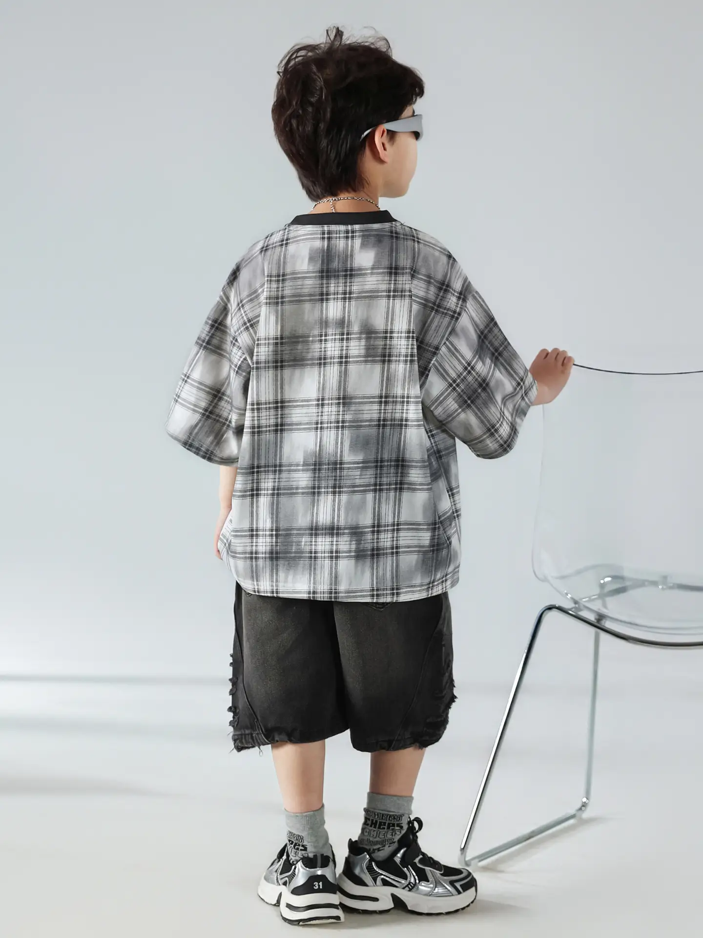 Boys Plaid Denim Shorts Summer T-Shirt 2025 — feature 22