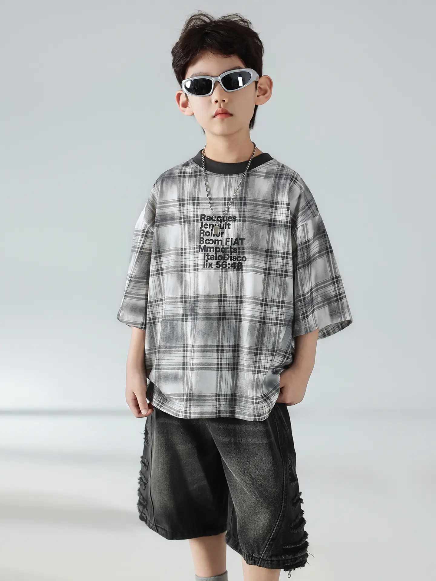 Boys Plaid Denim Shorts Summer T-Shirt 2025 — feature 23