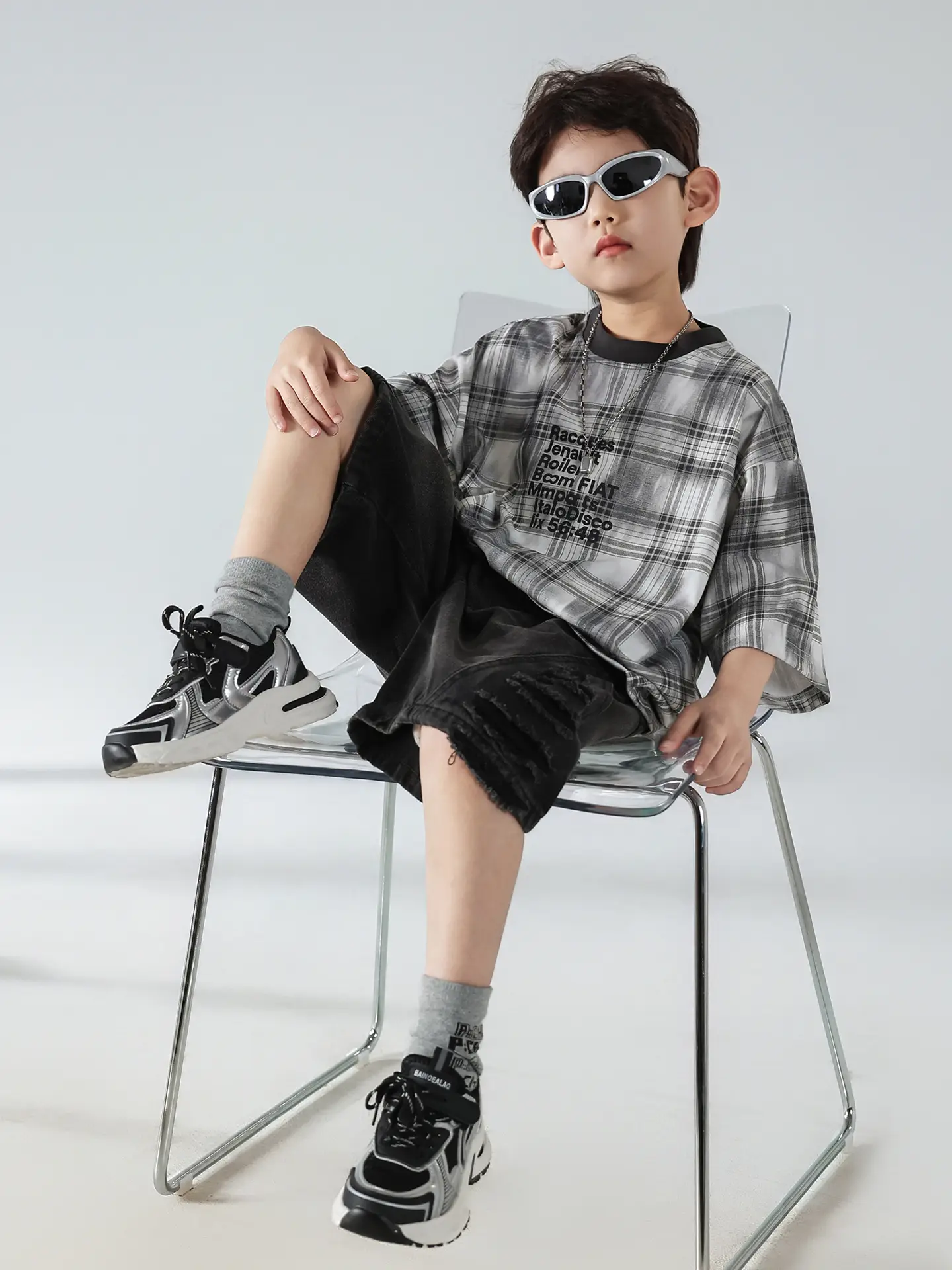 Boys Plaid Denim Shorts Summer T-Shirt 2025 — feature 24