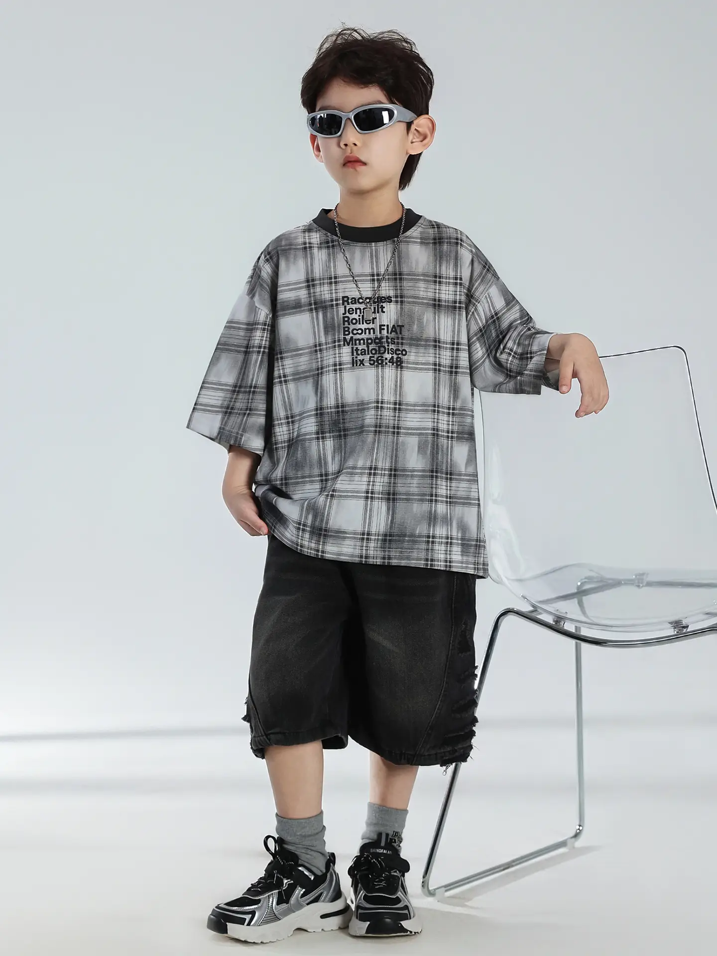 Boys Plaid Denim Shorts Summer T-Shirt 2025 — feature 25