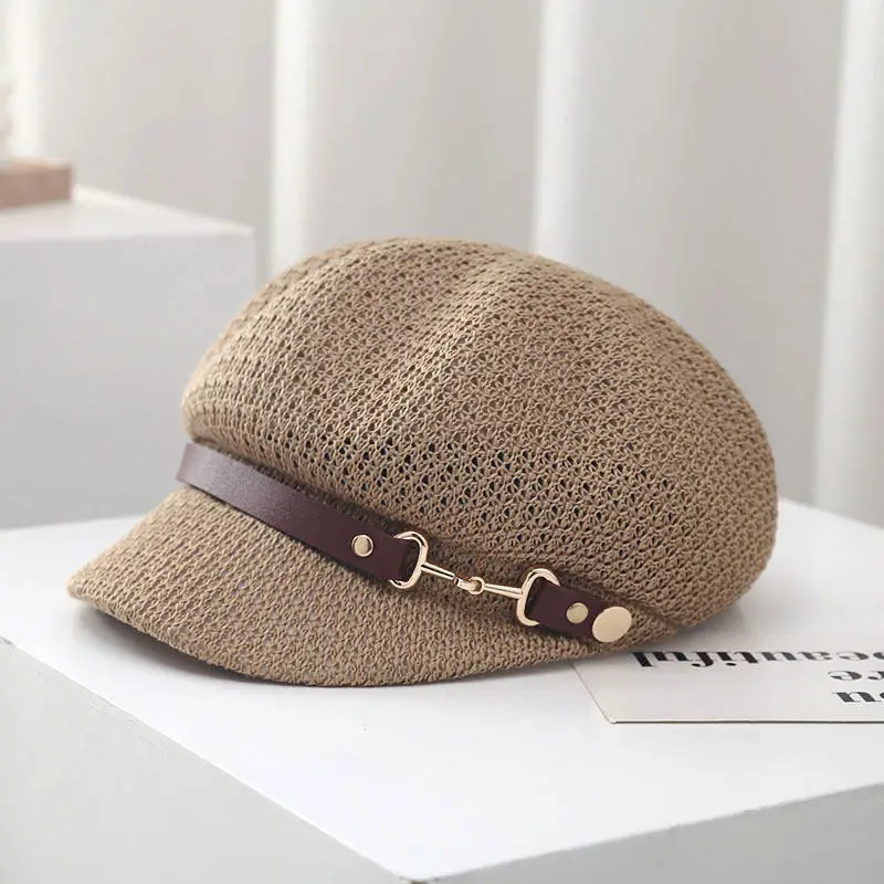 Women Hollow Breathable Beret Hat with Sun Protection - Image 7