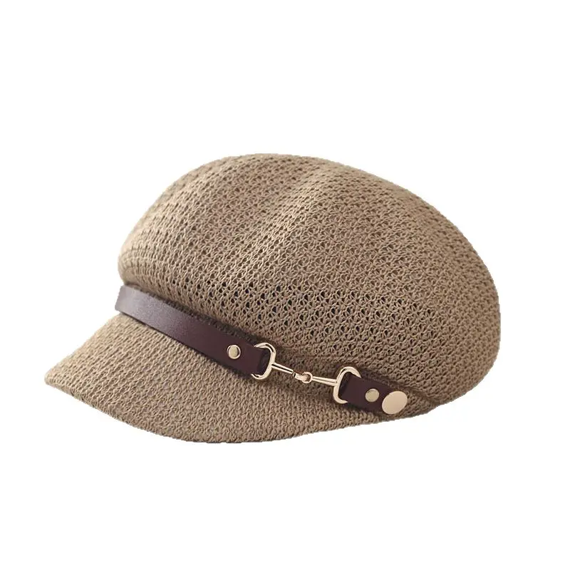 Women Hollow Breathable Beret Hat with Sun Protection - Image 8