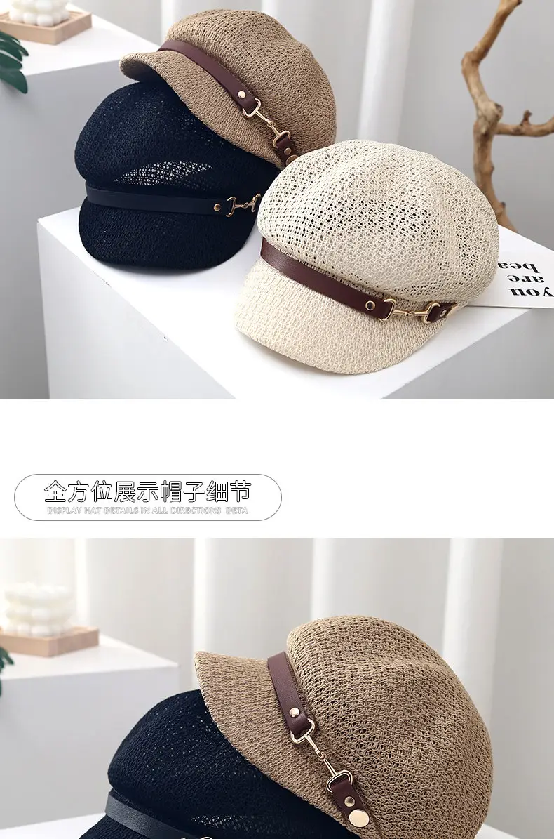 Women Hollow Breathable Beret Hat with Sun Protection — feature 11