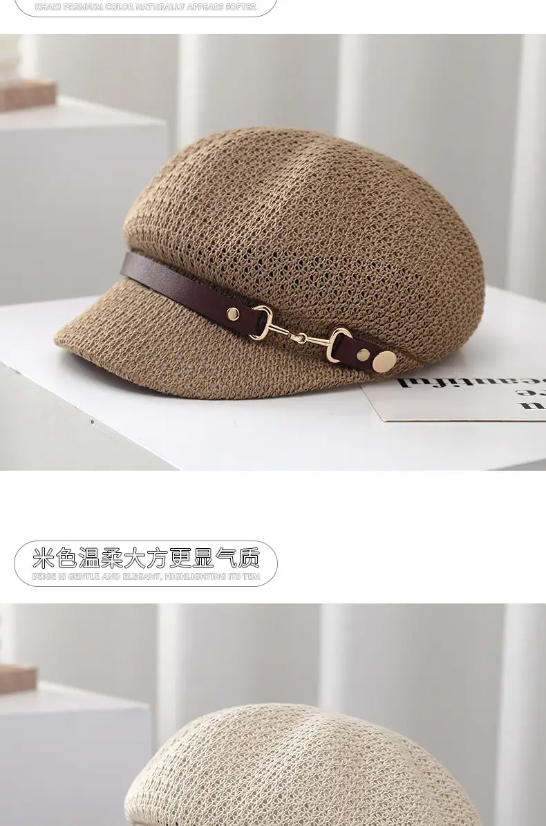 Women Hollow Breathable Beret Hat with Sun Protection — feature 13