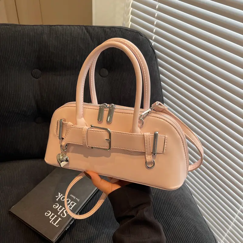 Women's Tan Belt Buckle Shoulder Crossbody Bag - Image 7