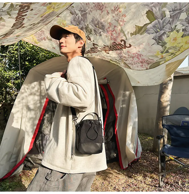 Crossbody Mobile Phone Bag with Water Cup & Drawstring Closure — feature 15
