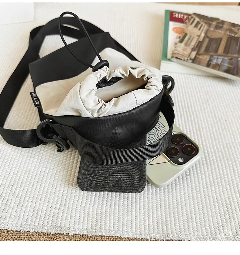 Crossbody Mobile Phone Bag with Water Cup & Drawstring Closure — feature 37