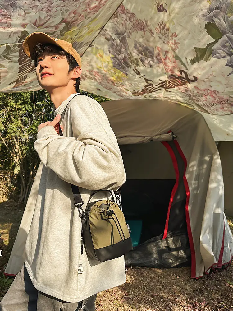 Crossbody Mobile Phone Bag with Water Cup & Drawstring Closure - Image 4