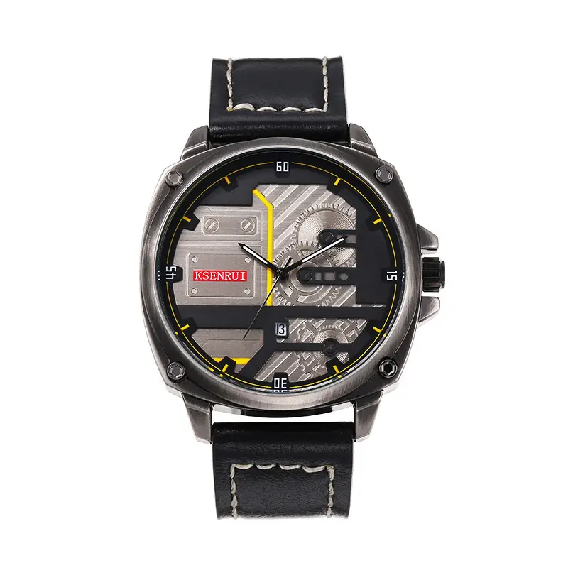 Men's Quartz Watch with Brown Leather Band & Retro Dial - Image 3