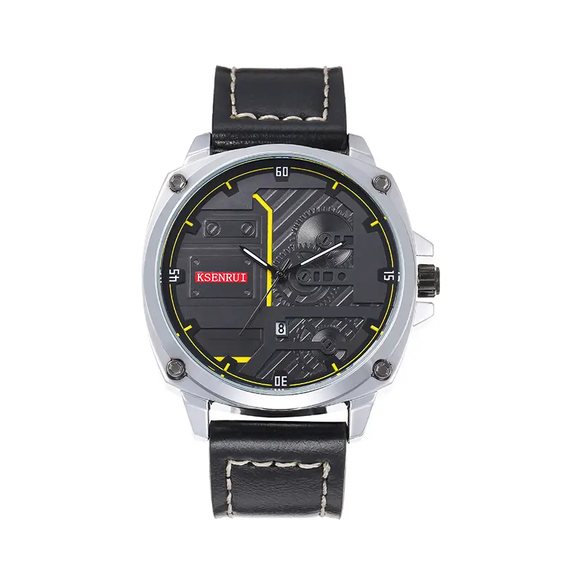 Men's Quartz Watch with Brown Leather Band & Retro Dial - Image 2