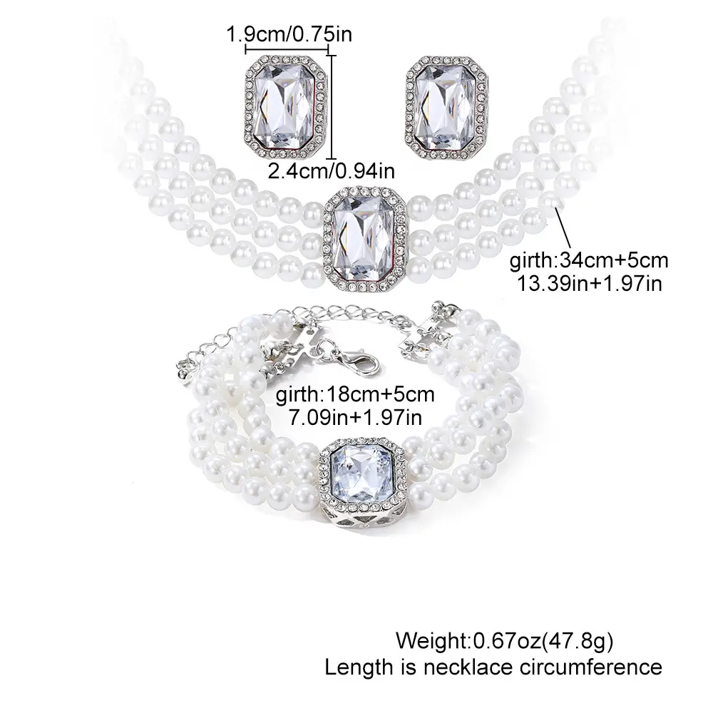 Luxury Multi-Layer Pearl Necklace Set with Black Gemstones - Image 8