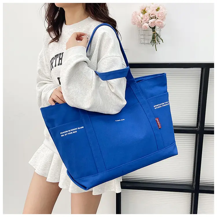 Blue Canvas Large Shoulder Bag for Women — feature 8