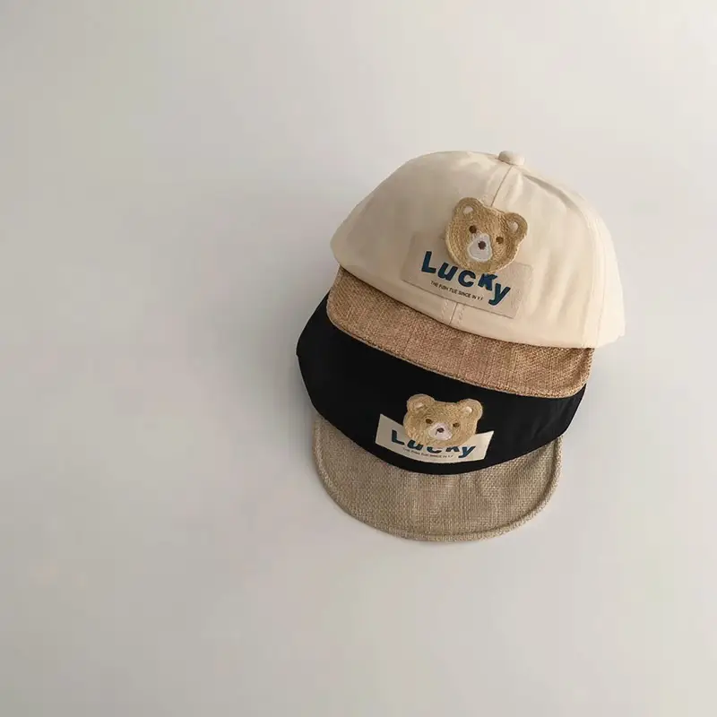 Baby Cap with Bear Design, Beige Black, 2025 Spring Autumn - Image 7