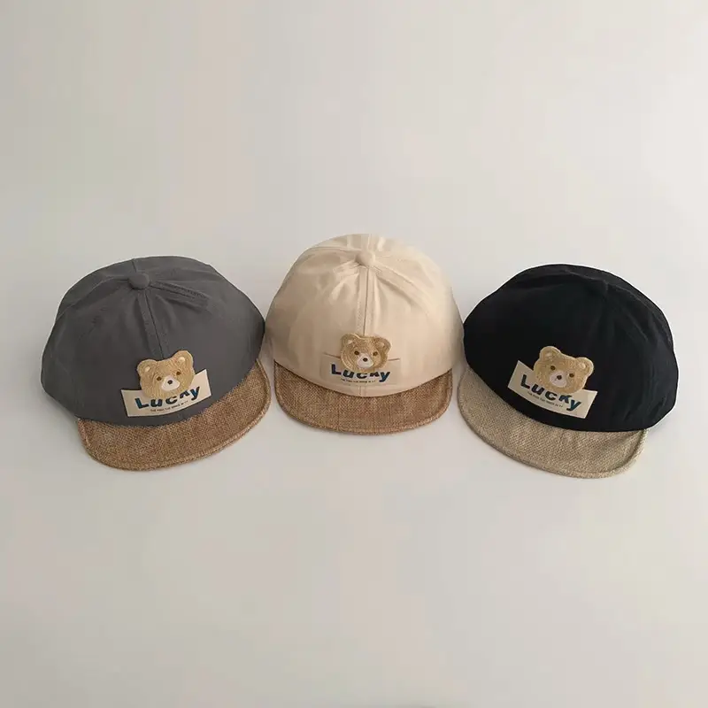 Baby Cap with Bear Design, Beige Black, 2025 Spring Autumn - Image 8