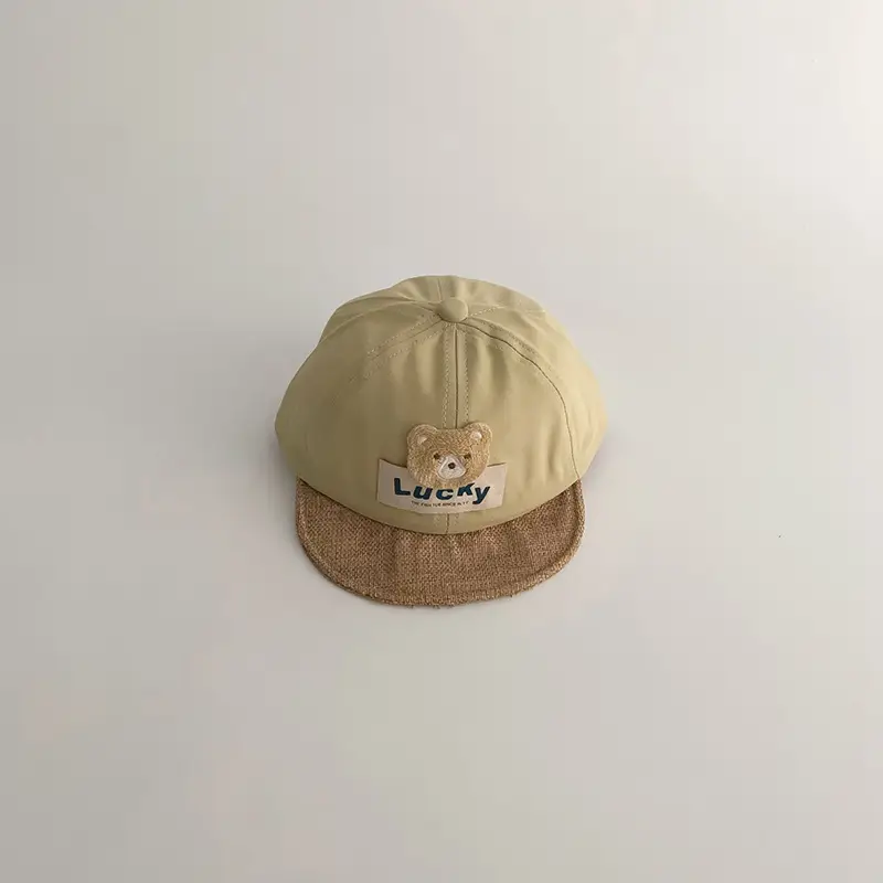 Baby Cap with Bear Design, Beige Black, 2025 Spring Autumn - Image 3
