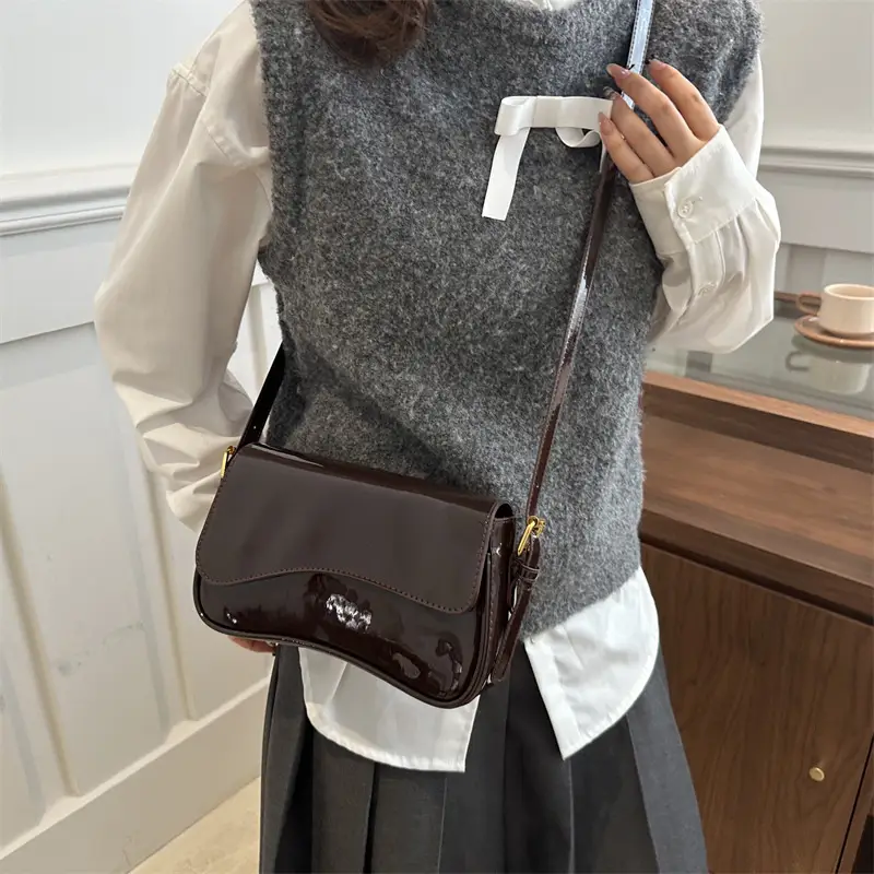 Women's Red Glossy Shoulder Crossbody Bag 2025 - Image 7